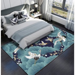 Tapis laine mural et sol style japonais - Feuilles dorées de Ginkgo Biloba sur fond noir
