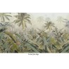 Tapisserie tropicale issue d'un tableau d'artiste - Palmiers et bannaliers dans la jungle, effet sépia