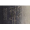 Cloison mobile verticale chinoiserie - Bambous et poème sur fond noir et beige