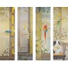 Panneau japonais fleurs et oiseaux  - Les perroquets