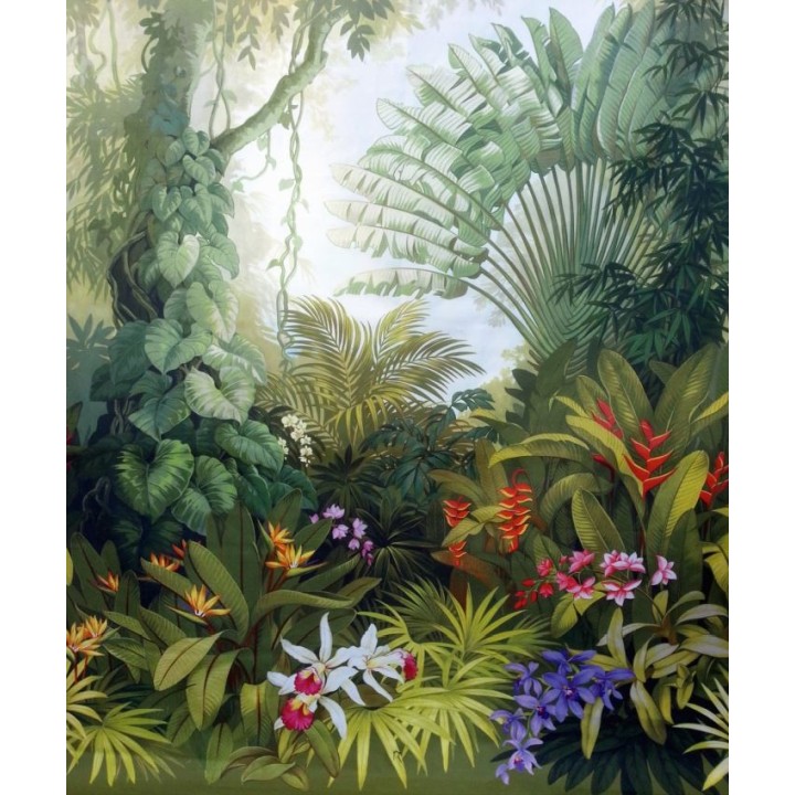 Tableau d'artiste - Paysage de la jungle - Les plantes et les fleurs tropicales