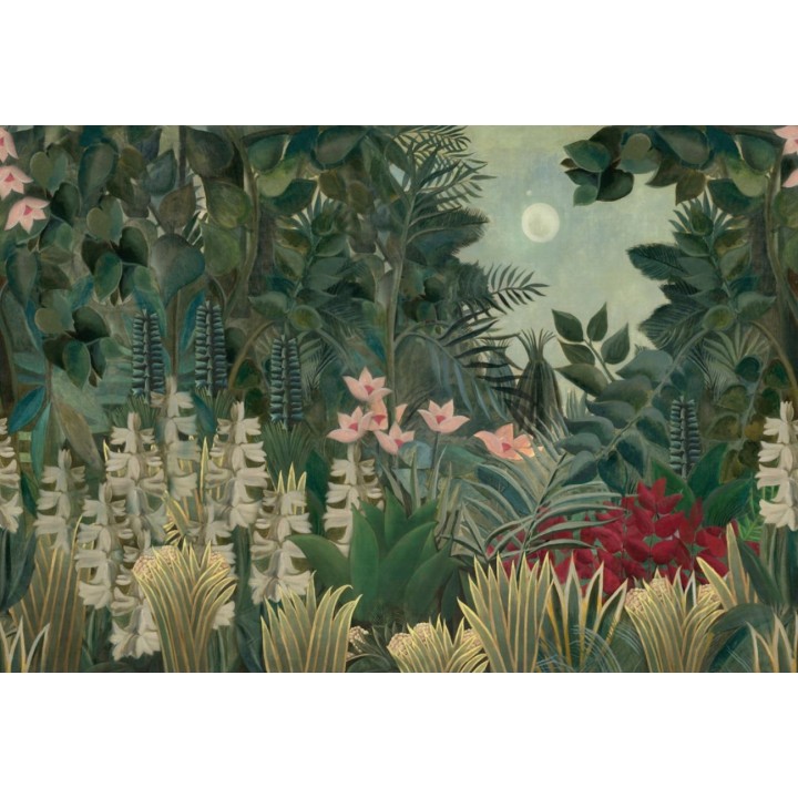 Tapisserie tropicale issue d'un tableau de peinture classique - La jungle dans la nuit