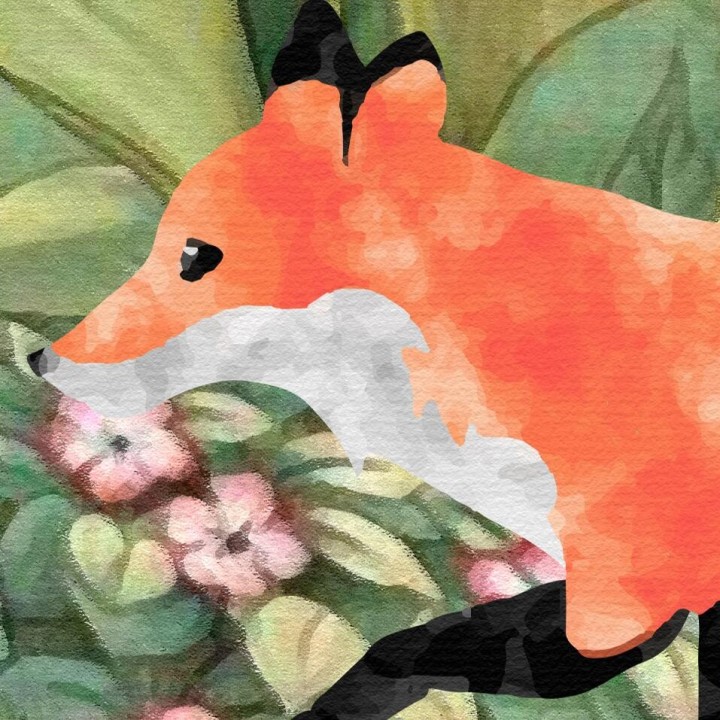 Papier peint tropical - Les oiseaux et les animaux sous le buisson