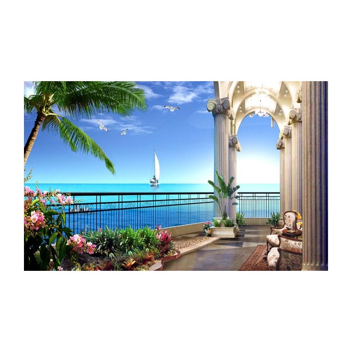 Papier Peint Photo Personnalisé Paysage Trompe l'œil 3D Mer 