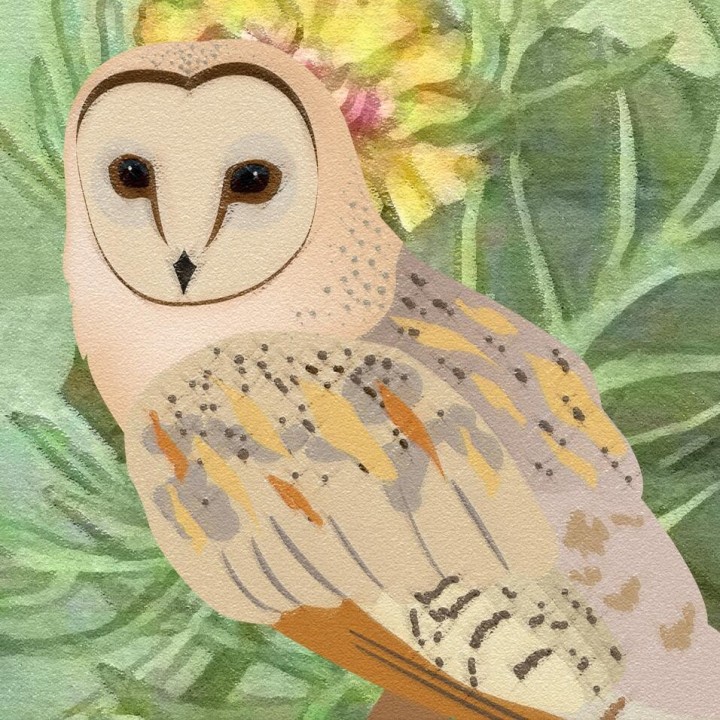 Papier peint tropical - Les oiseaux et les animaux sous le buisson