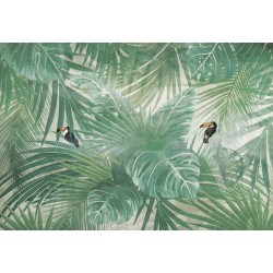 Tapisserie tropicale - Feuilles de palmier et toucans