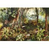Tapisserie tropicale issue d'un tableau d'artiste - Plantes sous bois dans la jungle