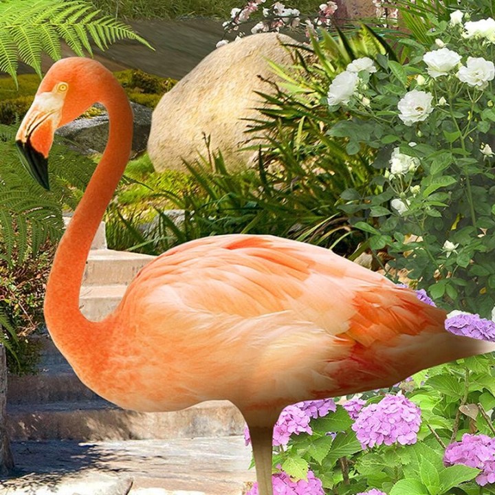 Panneau PVC décoratif ambiance tropicale - Flamants roses dans jardin exotique