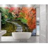 Panneau 3D salle de bain effet de profondeur - Paysage trompe l'œil jardin japonais zen