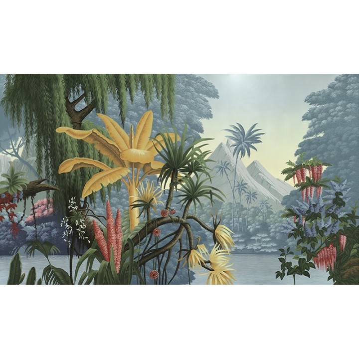 Panneau fresque panoramique ambiance tropicale - Jungle en couleur