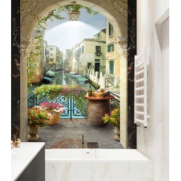 Panneau trompe l'oeil 3D - Canal de Vanise vue depuis le balcon