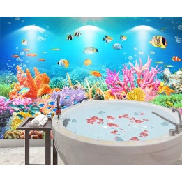 Salle de bains aquarimum géant paysage fond marin - Coraux multicolores et poissons tropicaux
