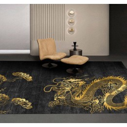 Tapis chinois animaux légendaires - Dragon doré et arbre