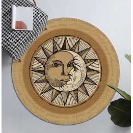 Tapis rond vintage ton marron le soleil et la lune