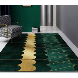 Tapis contemporain vert doré