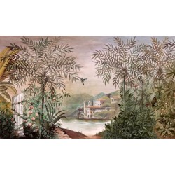 Papier peint d'artiste issu d'un tableau de peinture - Terrasse dans la forêt