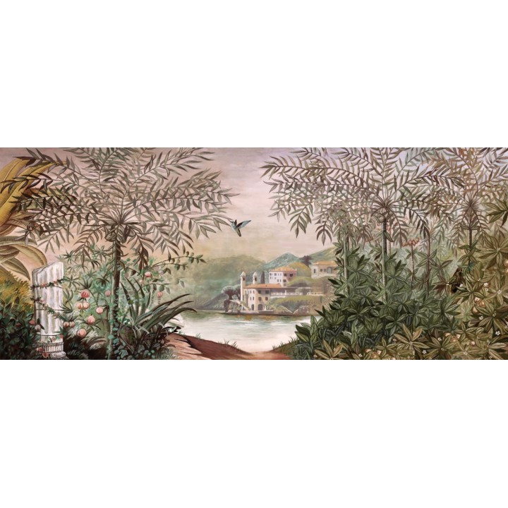 Papier peint d'artiste issu d'un tableau de peinture - Terrasse dans la forêt