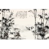 Papier peint chinois-Paysage avec les bambous en noir et blanc