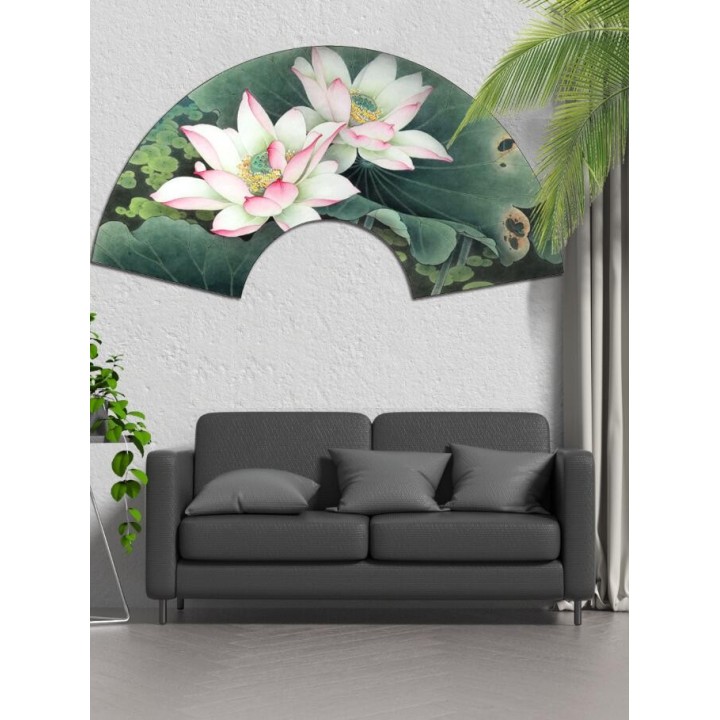 Tapis mural en forme d'éventail - Les lotus