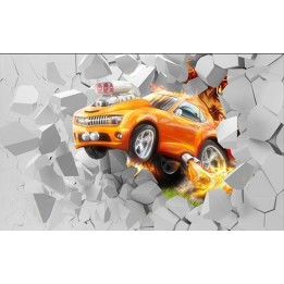 Papier peint 3D personnalisé voiture orange