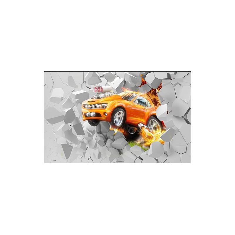 Papier peint 3D personnalisé voiture orange