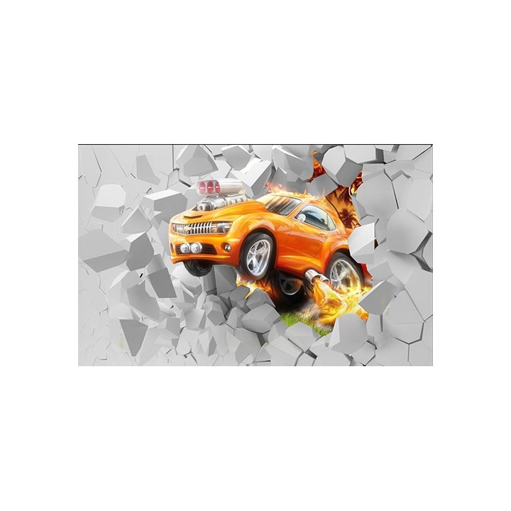 Papier peint 3D personnalisé voiture orange