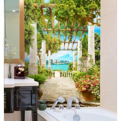Salle de bains style méditerranéen - Terrasse sur le lac Majeur et les îles Borromées