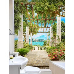 Salle de bains style méditerranéen - Terrasse sur le lac Majeur et les îles Borromées