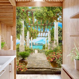 Salle de bains style méditerranéen - Terrasse sur le lac Majeur et les îles Borromées