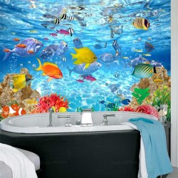 Cabine de douche effet aquarium - Les poissons tropicaux