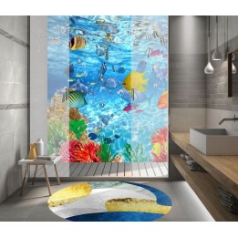 Cabine de douche effet aquarium - Les poissons tropicaux