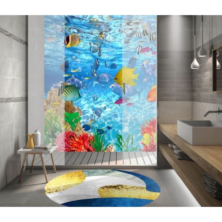 Cabine de douche effet aquarium - Les poissons tropicaux