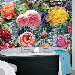 Mur floral - Jardin en floraison sous la neige de printemps