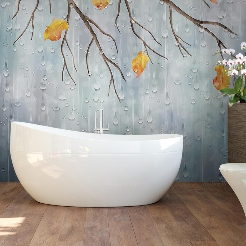 Panneau de douche abstrait - Gouttes d'eau et l'arbre d'automne