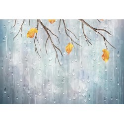 Panneau de douche abstrait - Gouttes d'eau et l'arbre d'automne
