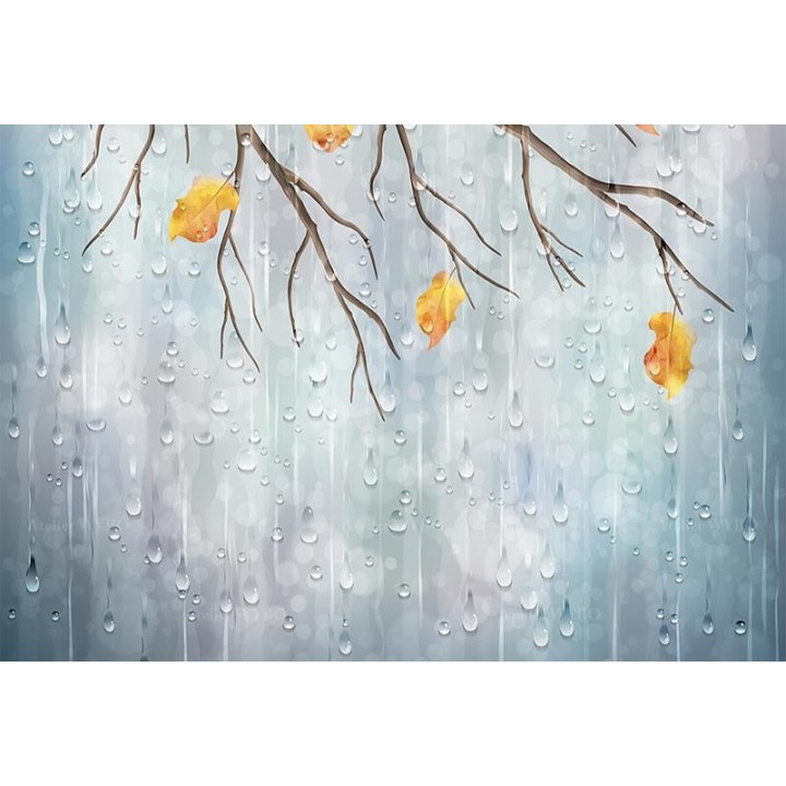 Panneau de douche abstrait - Gouttes d'eau et l'arbre d'automne