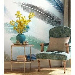 Papier peint plume art moderne couleur légère