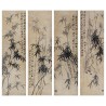 Paravent suspendu asiatique ton sépia - Les bambous et calligraphie chinoise