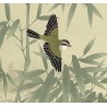 Cloison bambous fleurs et oiseaux, ambiance printanière