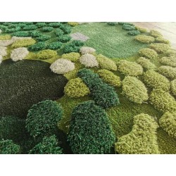 Tapis moderne velours épais en relief 3D forme irrégulière - Herbes, mousse et lichens en printemps