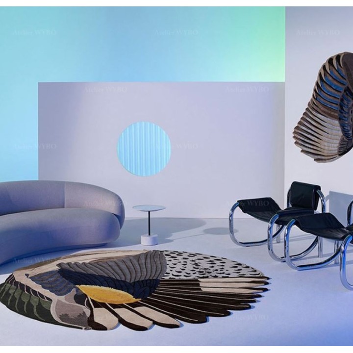Tapis mural et sol design japonais forme ronde irrégulière - Les ailes d'oiseau