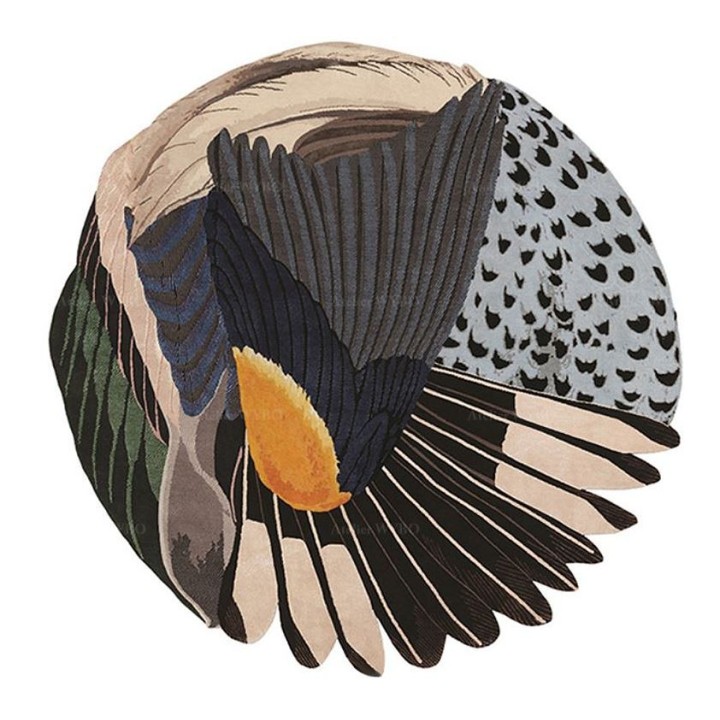 Tapis mural et sol design japonais forme ronde irrégulière - Les ailes d'oiseau