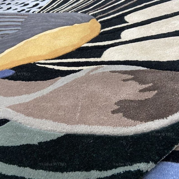 Tapis mural et sol design japonais forme ronde irrégulière - Les ailes d'oiseau