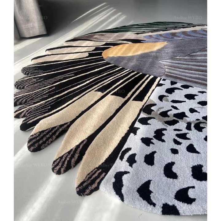 Tapis mural et sol design japonais forme ronde irrégulière - Les ailes d'oiseau