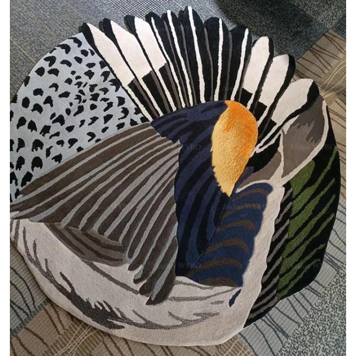 Tapis mural et sol design japonais forme ronde irrégulière - Les ailes d'oiseau