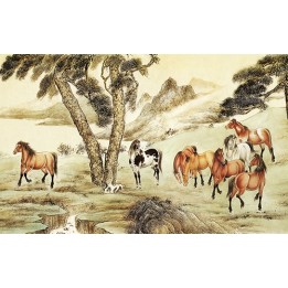 Papier Peint Chinois Cheval Reproduction Peinture Asiatique