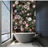 Lambris PVC décoratif aspect ancien, salle de bains vintage mur floral - Pivoines, roses et jasmins