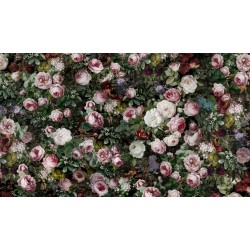 Lambris PVC décoratif aspect ancien, salle de bains vintage mur floral - Pivoines, roses et jasmins