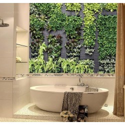 Panneau mur végétal - Les plantes grimpantes avec séparation en bois foncé