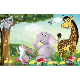décoration murale Papier peint personnalisé tapisserie numérique paysage pour bébé enfant-les animaux de la savane